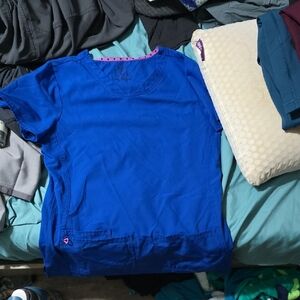 Heart Soul Women's Blue Scrub Top